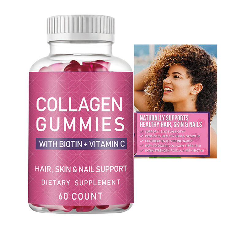 Oem Hot Selling Collagen Gummy Private Label Organic Vegan Collagen Biotin Gummy For Hair Growth Stronger Nails And Skin