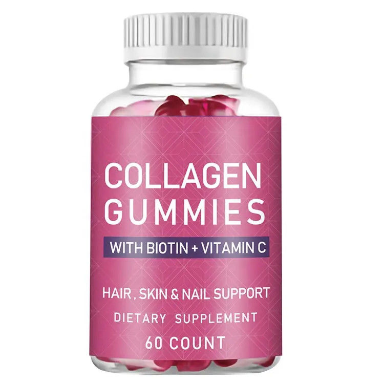 Oem Hot Selling Collagen Gummy Private Label Organic Vegan Collagen Biotin Gummy For Hair Growth Stronger Nails And Skin