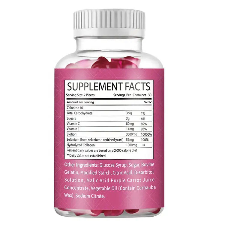 Oem Hot Selling Collagen Gummy Private Label Organic Vegan Collagen Biotin Gummy For Hair Growth Stronger Nails And Skin