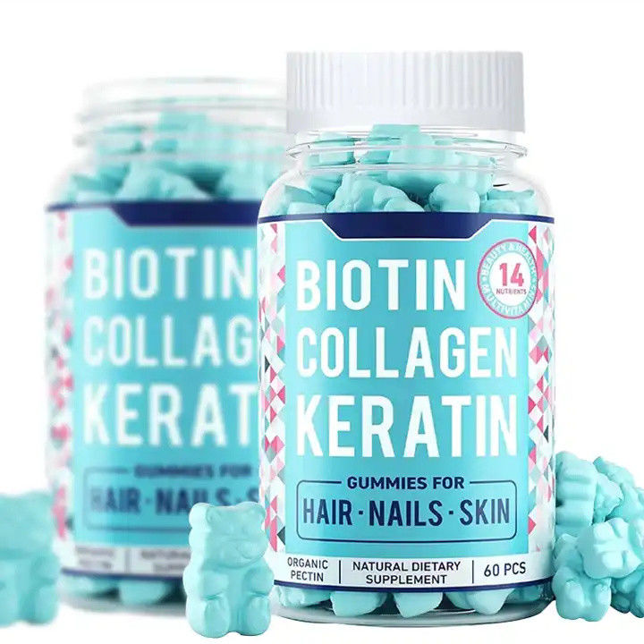 Oem Private Label Organic Vegan Starburst Gummy Candy Growth Hair Nails And Skin Care Vitamins Collagen Biotin Gummies