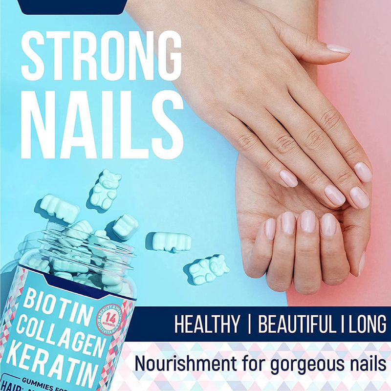Oem Private Label Organic Vegan Starburst Gummy Candy Growth Hair Nails And Skin Care Vitamins Collagen Biotin Gummies
