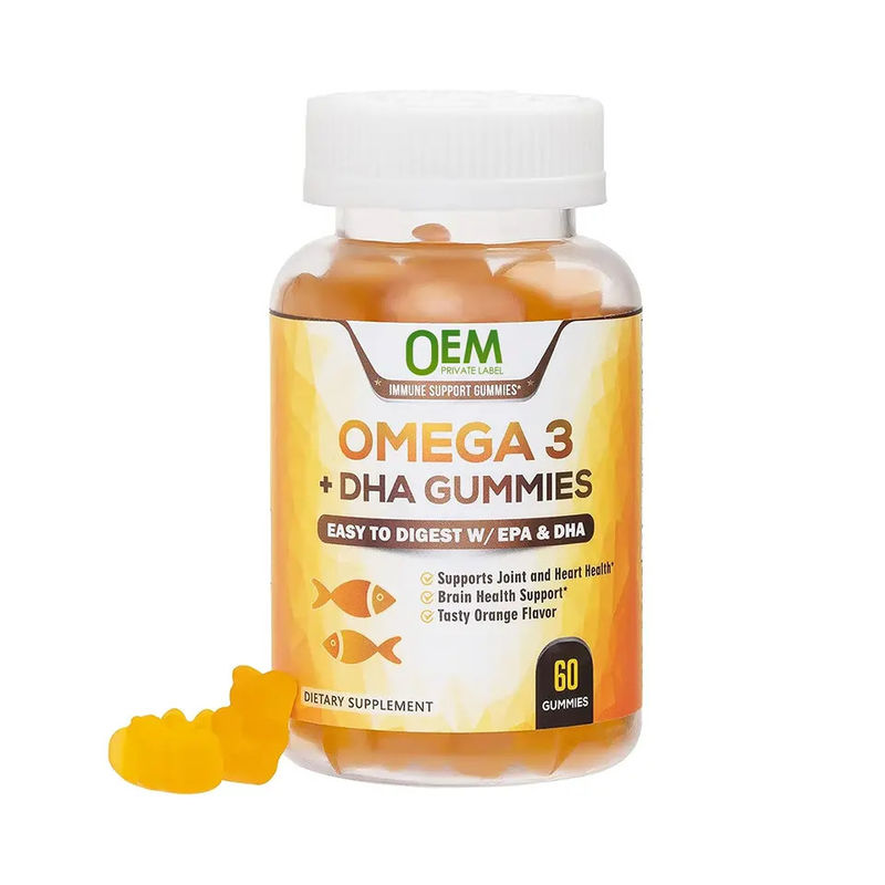 Private Label Vegan Kids Dha Gummy Candy Supplements Brain Support Intelligence Booster Fish Oil Omega 3 Gummies