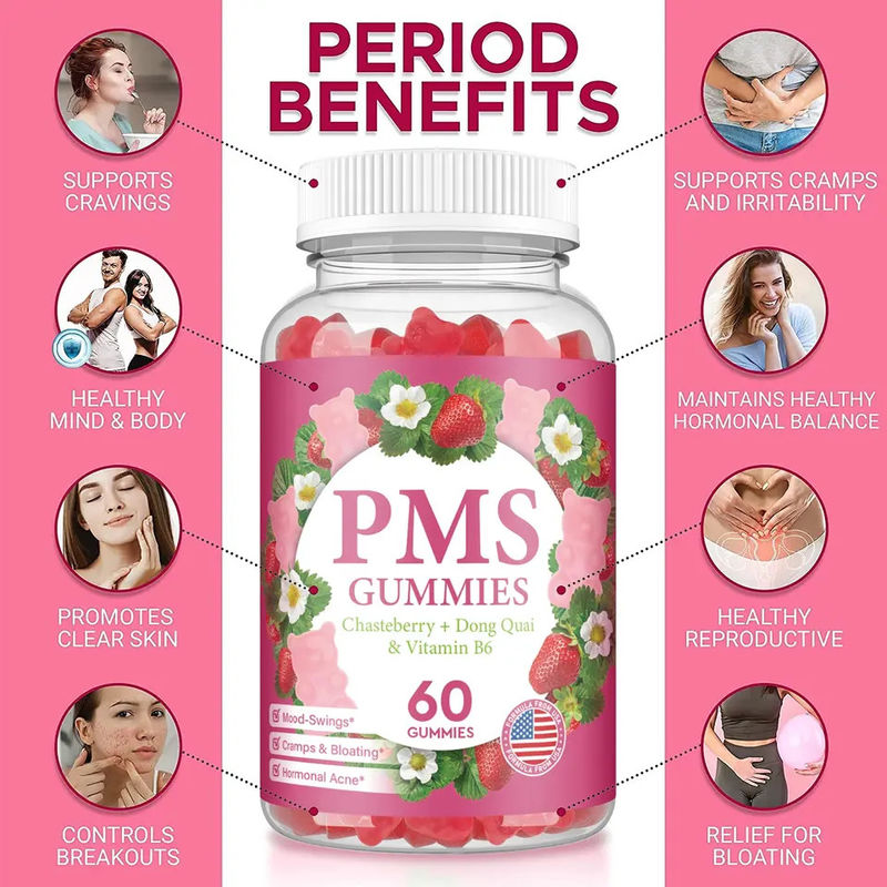 Sugar Free Gummies Period Relief Hormone Balance Pms Gummies For Relief Women's Menstrual Pain Pms Support Gummies