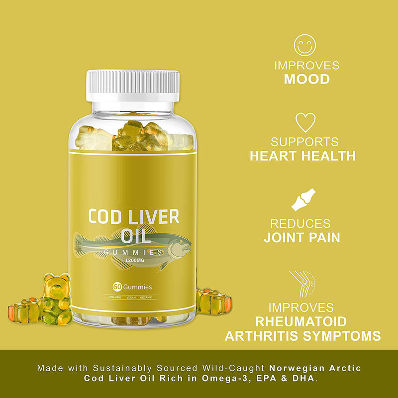 Organic Cod Liver Oil Gummy Fish Oil Gummies Rich In Omega-3, Epa Dha, Vitamins