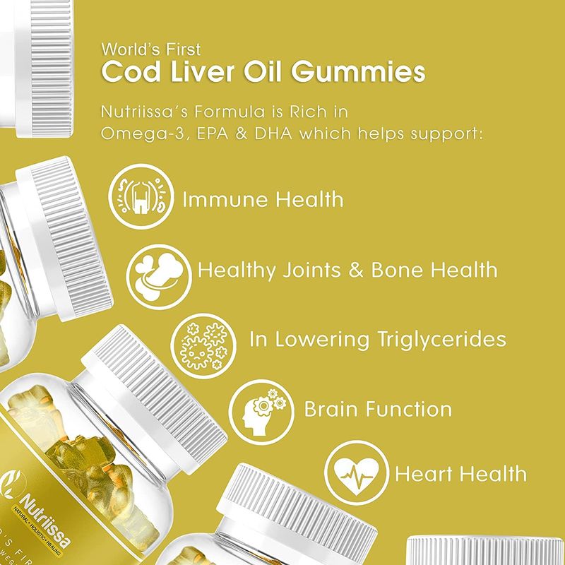 Organic Cod Liver Oil Gummy Fish Oil Gummies Rich In Omega-3, Epa Dha, Vitamins