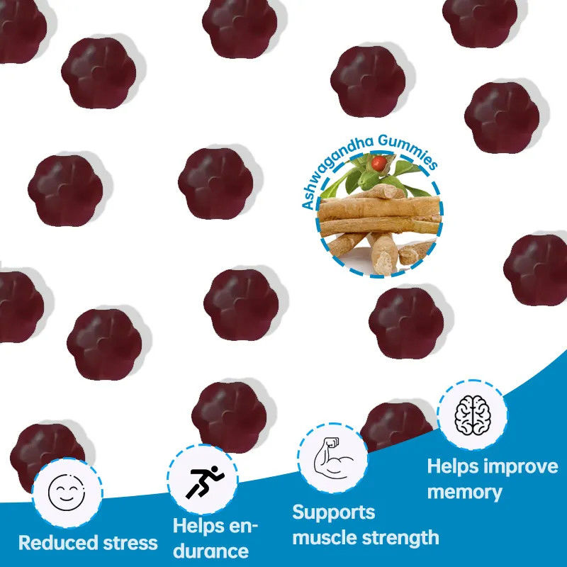 Custom Gummy Candy Ashwaganda Gummies Healthcare Supplements For Enhance Immunity And Good Sleep