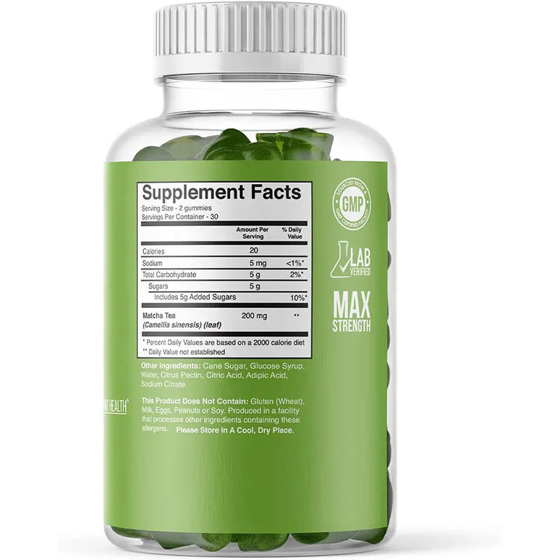Organic Matcha Gummy For Healthy Digestion&antioxidant Support Vegan Matcha Green Tea Gummy For Detox & Cleanse And Heal