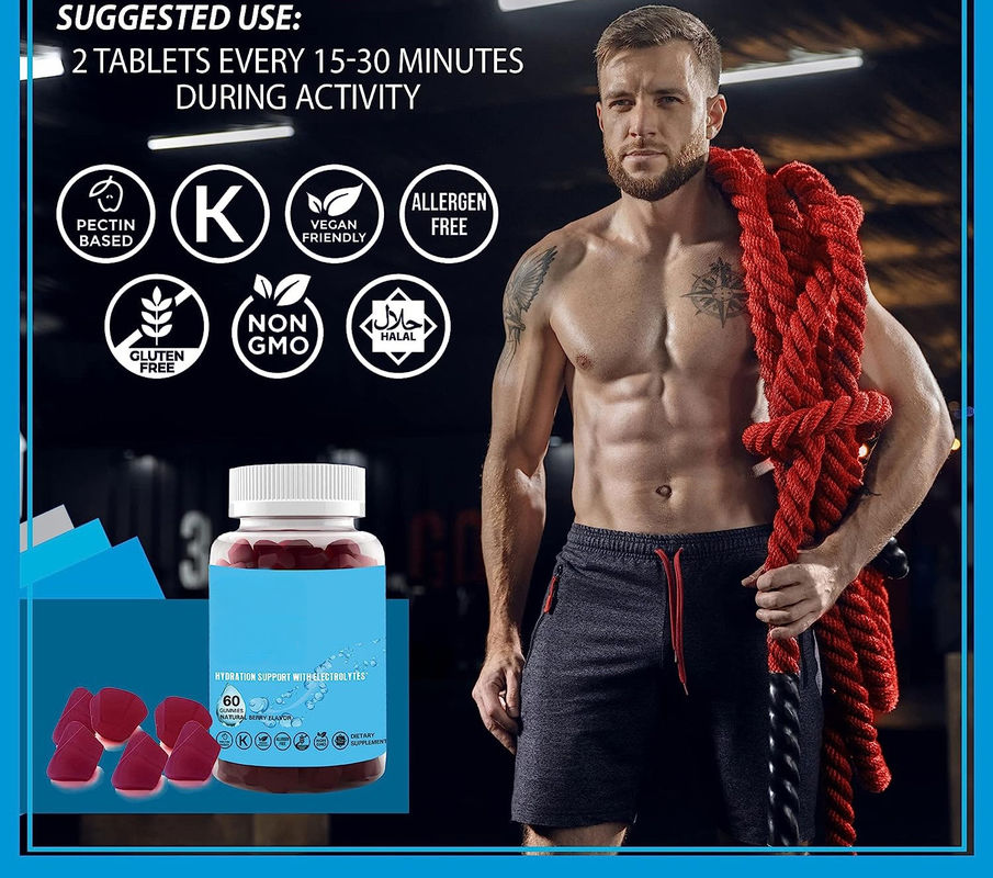 Oem Hydration Electrolyte Gummies Natural Berry Flavor Electrolyte Health Support Vegan Gluten Free Non Gmo Halal Pectin