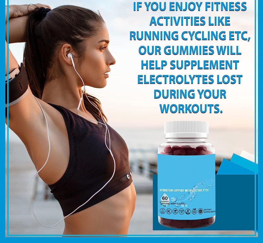 Oem Hydration Electrolyte Gummies Natural Berry Flavor Electrolyte Health Support Vegan Gluten Free Non Gmo Halal Pectin