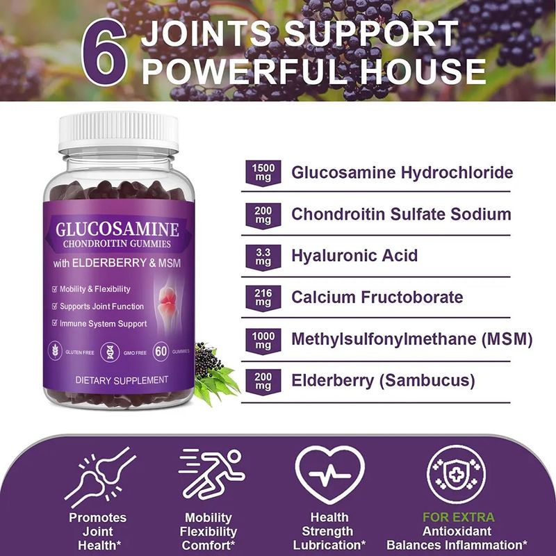 Oem Private Label Msm Elder Supplement Glucosamine Chondroitin Gummies With Joint Support And Antioxidant Immune