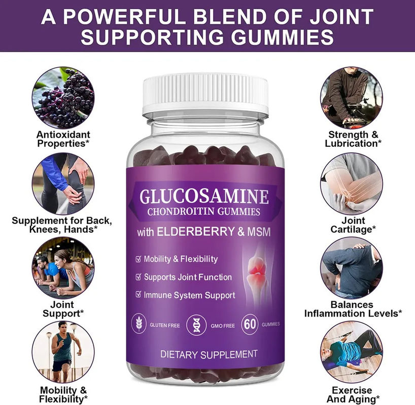 Oem Private Label Msm Elder Supplement Glucosamine Chondroitin Gummies With Joint Support And Antioxidant Immune