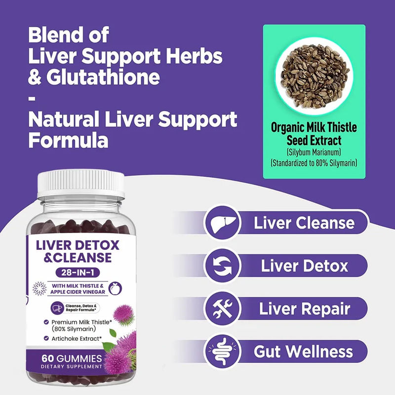 Oem Private Label Milk Thistle Extracts Vegan Detox Liver Detox Gummy Candy Milk Thistle Gummie