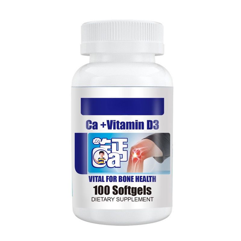 Oem Private Label Custom Softgel Capsules Calcium And Vitamin D3 Supplements For Enhances Healthy Growth Of Bone And Tee