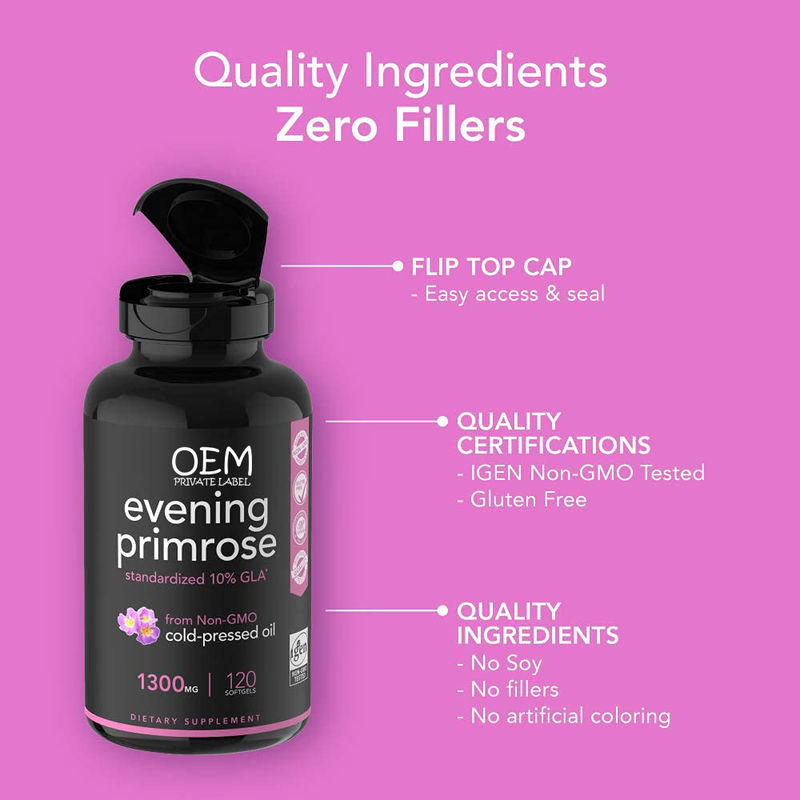 Oem Private Label Evening Primrose Oil Soft Capsules For Women Health Hormone Support Pms Support And Skin Vitality Supp