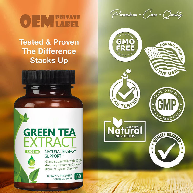 Oem Private Label Herbal Health Supplement Green Tea Capsules Support Heart And Antioxidant Health Green Tea Capsules