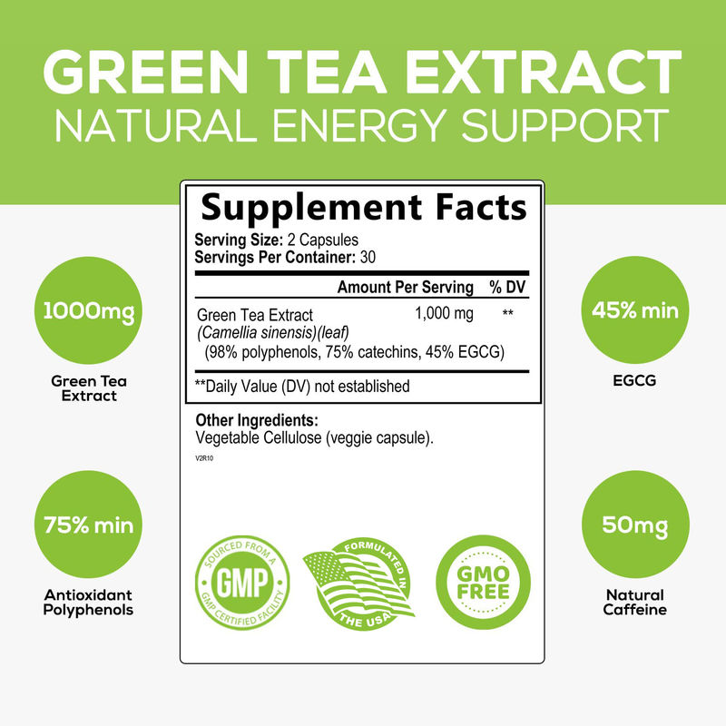 Oem Private Label Herbal Health Supplement Green Tea Capsules Support Heart And Antioxidant Health Green Tea Capsules