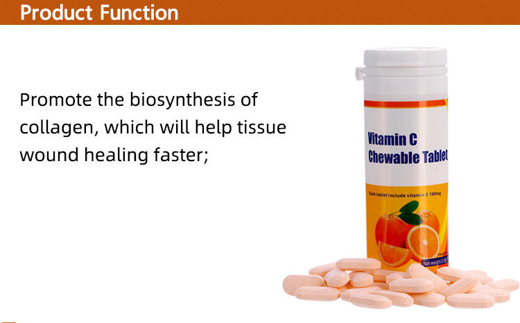 Oem Private Label Skin Whitening Immunity Supplements Custom Vitamin C 100mg 500mg Chewable Tablets