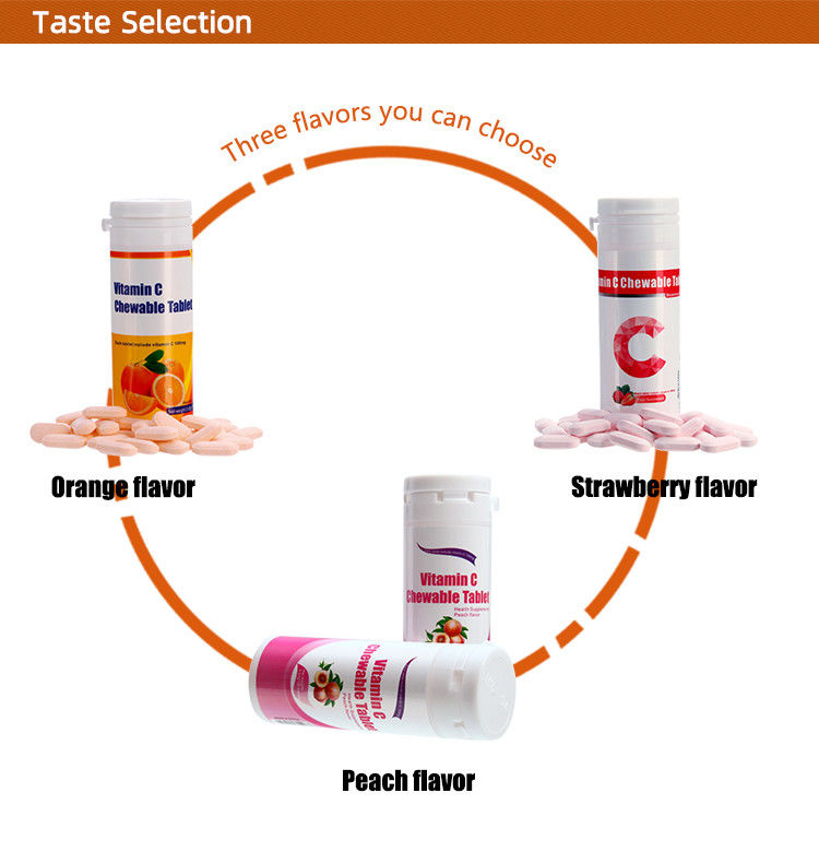 Oem Private Label Skin Whitening Immunity Supplements Custom Vitamin C 100mg 500mg Chewable Tablets